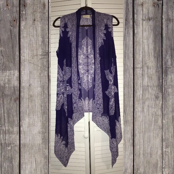 Chico’s Paisley Handkerchief Vest Purple - Picture 3 of 6